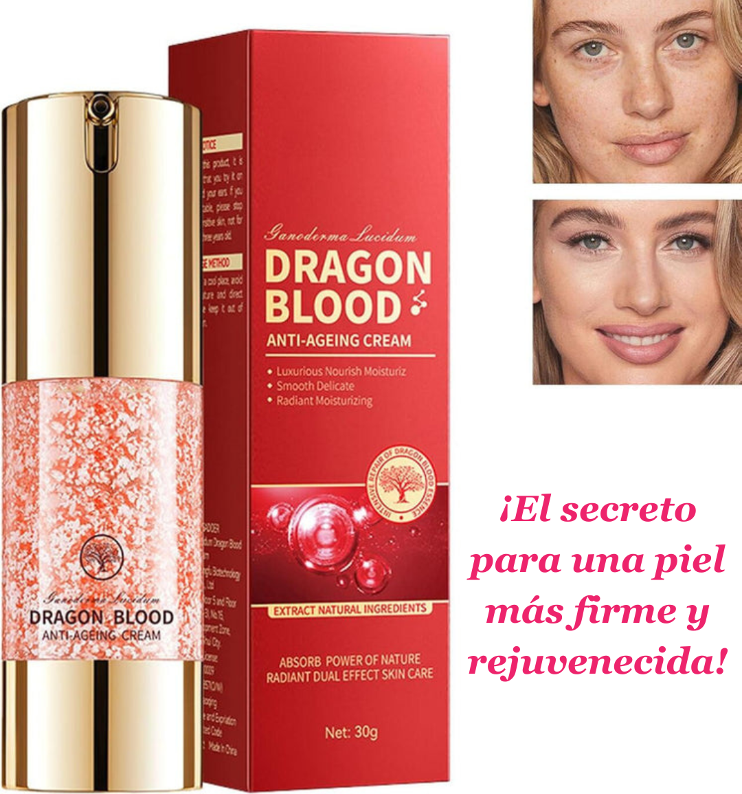 3X1 DRAGON BLOOD® | Rellena arrugas, reafirma y devuelve la luz a tu piel. Incluye 2 Cremas + 1 Sérum.