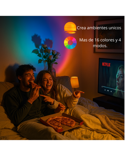 🌅 LUZAT®(2X1)Sunset Lamp — Proyector LED RGB + Rotación 360°. Crea atardeceres en tu habitación