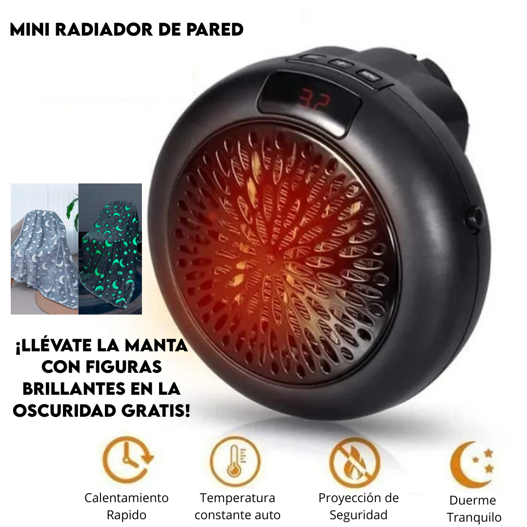 ¡Llévate la Manta con Figuras Brillantes GRATIS! Calefactor de Pared que Calienta tu Habitación en Minutos.