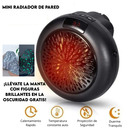 ¡Llévate la Manta con Figuras Brillantes GRATIS! Calefactor de Pared que Calienta tu Habitación en Minutos.