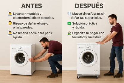 Moveasy® Base Móvil Ajustable – Mueve Muebles y Electrodomésticos Pesados sin Esfuerzo